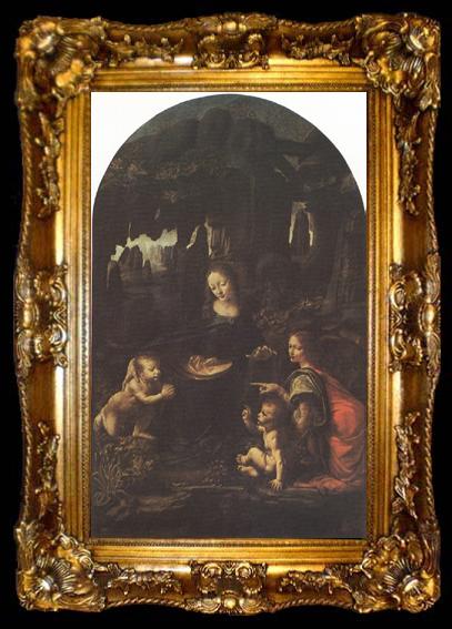 framed  LEONARDO da Vinci Virgin of th Rock (mk08), ta009-2